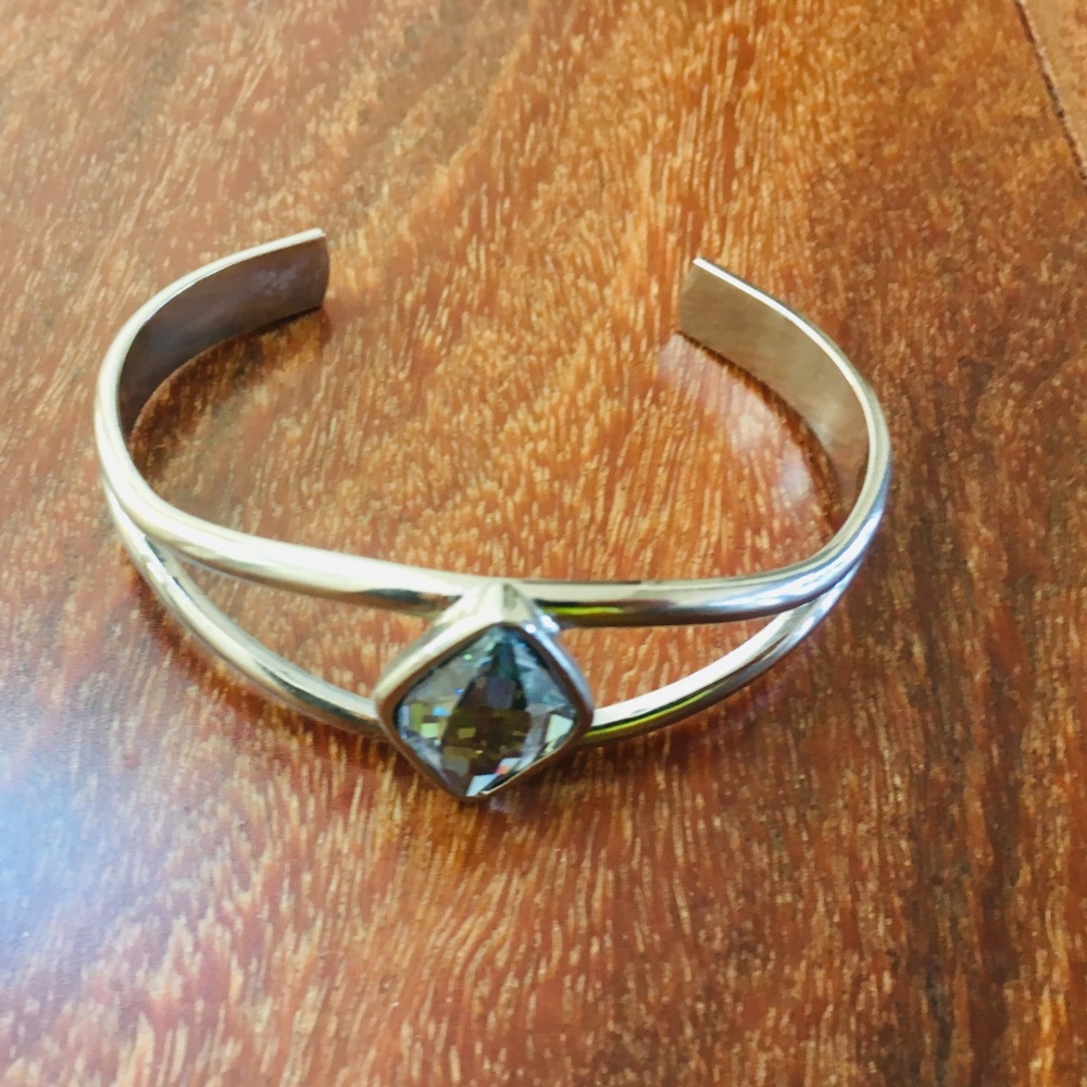 Solid Brass Open Cuff W/ Swarovski Crystal - image 5